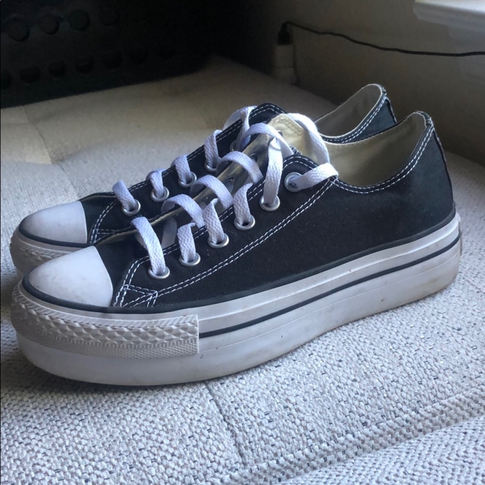 CONVERSE All Star Flatform Platform Black Canvas Sneakers Shoes Size 7